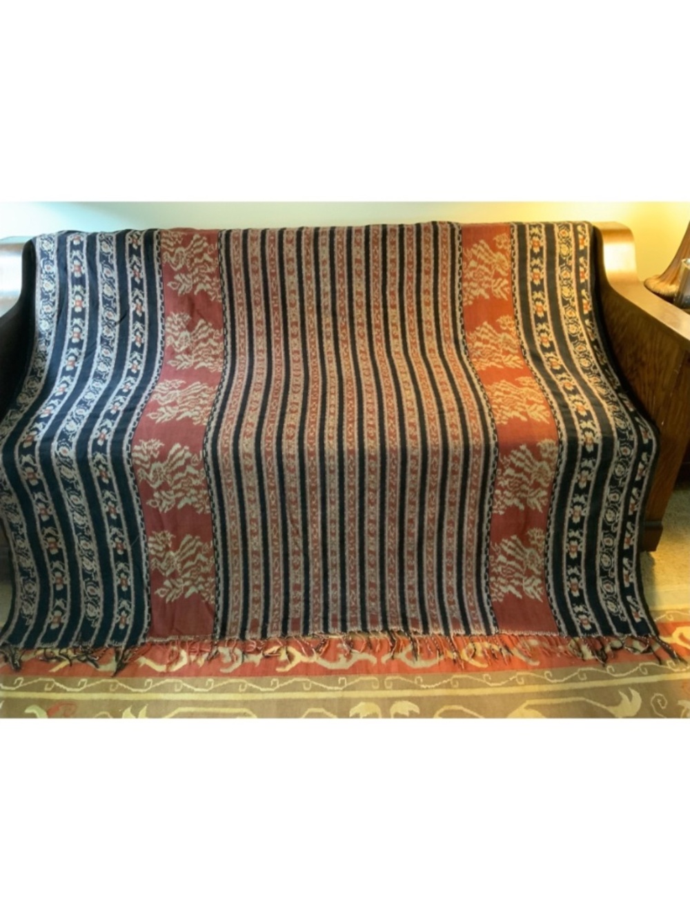 Antique Jajim handmade flat weave textile rug bed covering, table cloth 6’2”x10'